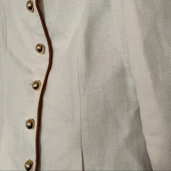 Michele NegriMade in Italy Linen / Cotton / Leather Herringbone Blazer